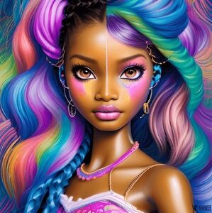Black Barbie DIY 5D Full Round Drill Diamond Painting